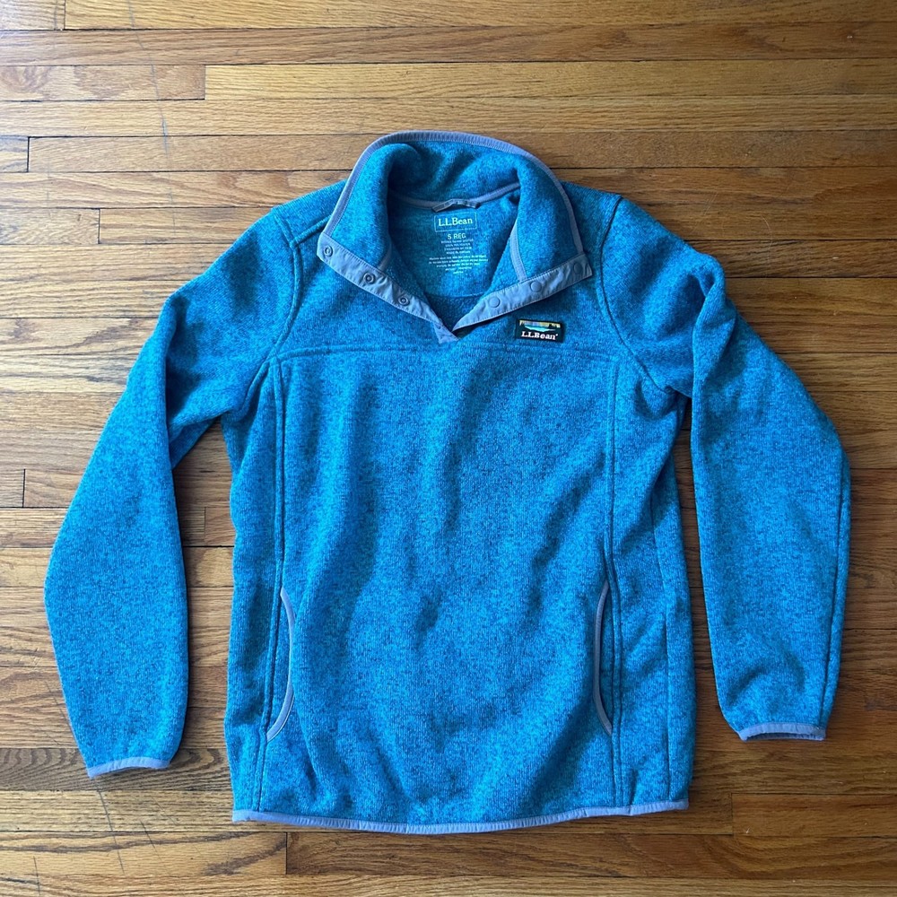 L.L. Bean 1/4 Button Pullover Sweater Blue Small